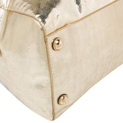 Pre Owned MICHAEL Michael Kors Gold Signature Laminated Leather Bedford Boston Bag