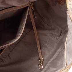 Pre Owned MICHAEL Michael Kors Gold Signature Laminated Leather Bedford Boston Bag