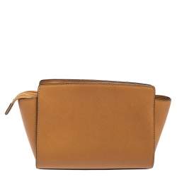 Pre Owned MICHAEL Michael Kors Tan Saffiano Leather Medium Selma Crossbody Bag