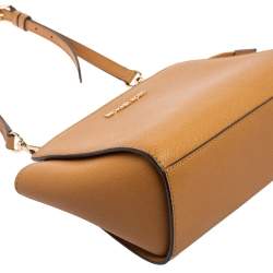 Pre Owned MICHAEL Michael Kors Tan Saffiano Leather Medium Selma Crossbody Bag