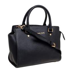 Pre Owned حقيبة ساتشل مايكل مايكل كورس "سيلما" جلد سافيانو أسود متوسطة