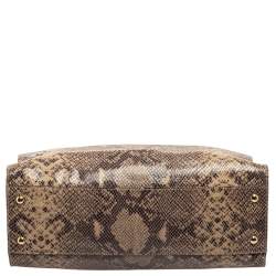 Pre Owned حقيبة يد توتس مايكل مايكل كورس إيست ويست هاميلتون جلد نقشة الثعبان بني/بيج