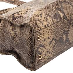 Pre Owned حقيبة يد توتس مايكل مايكل كورس إيست ويست هاميلتون جلد نقشة الثعبان بني/بيج