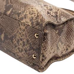 Pre Owned حقيبة يد توتس مايكل مايكل كورس إيست ويست هاميلتون جلد نقشة الثعبان بني/بيج