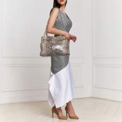 Pre Owned حقيبة يد توتس مايكل مايكل كورس إيست ويست هاميلتون جلد نقشة الثعبان بني/بيج