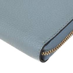 Pre Owned MICHAEL Michael Kors Light Blue Leather Fulton Zip Around Wallet