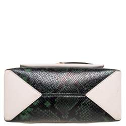 Pre Owned Michael Kors Multicolor Python Embossed And Lizard Embossed Leather Flap Shoulder Bag