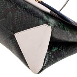 Pre Owned Michael Kors Multicolor Python Embossed And Lizard Embossed Leather Flap Shoulder Bag