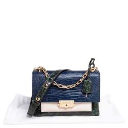 Pre Owned Michael Kors Multicolor Python Embossed And Lizard Embossed Leather Flap Shoulder Bag