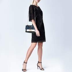 Pre Owned Michael Kors Multicolor Python Embossed And Lizard Embossed Leather Flap Shoulder Bag