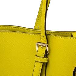 Pre Owned MICHAEL Michael Kors Yellow Saffiano Leather Large Jet Set Travel Tote