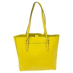 Pre Owned MICHAEL Michael Kors Yellow Saffiano Leather Large Jet Set Travel Tote