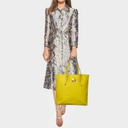 Pre Owned MICHAEL Michael Kors Yellow Saffiano Leather Large Jet Set Travel Tote