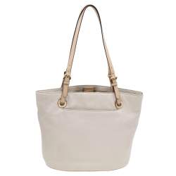 Pre Owned حقيبة يد توتس مايكل مايكل كورس جيت سيت جلد كريمي متوسطة