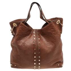 Pre Owned حقيبة هوبو مايكل مايكل كورس أبتون أستور جلد بني مرصعة