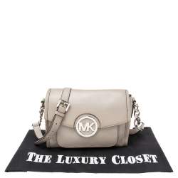 Pre Owned MICHAEL Michael Kors Grey Leather Small Margo Crossbody Bag