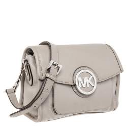 Pre Owned MICHAEL Michael Kors Grey Leather Small Margo Crossbody Bag