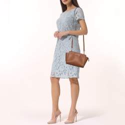 Pre Owned MICHAEL Michael Kors Tan Leather Small Selma Crossbody Bag