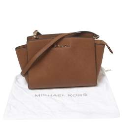 Pre Owned MICHAEL Michael Kors Tan Leather Small Selma Crossbody Bag