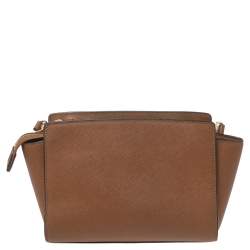 Pre Owned MICHAEL Michael Kors Tan Leather Small Selma Crossbody Bag