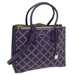 مملوكة مسبقًا حقيبة يد توتس مايكل مايكل كورس ميرسر جلد بنفسجي مرصعة كبيرة