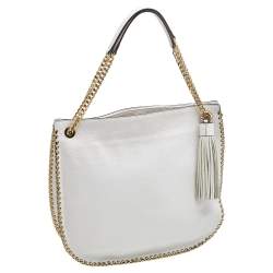 مملوكة مسبقًا MICHAEL Michael Kors White Leather Chelsea Chain Shoulder Bag