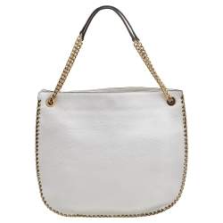 مملوكة مسبقًا MICHAEL Michael Kors White Leather Chelsea Chain Shoulder Bag
