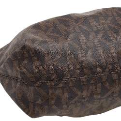 مملوكة مسبقًا MICHAEL Michael Kors Brown Signature Coated Canvas and Leather Shoulder Bag