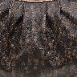 مملوكة مسبقًا MICHAEL Michael Kors Brown Signature Coated Canvas and Leather Shoulder Bag