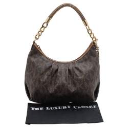 مملوكة مسبقًا MICHAEL Michael Kors Brown Signature Coated Canvas and Leather Shoulder Bag