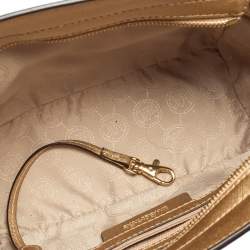 Pre Owned MICHAEL Michael Kors Metallic Gold Saffiano Leather Small Selma Satchel