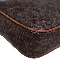 Pre Owned MICHAEL Michael Kors Brown Signature Coated Canvas Crossbody Bag