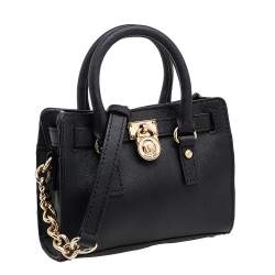 Pre Owned حقيبة كتف مايكل مايكل كورس هاميلتون ميني جلد سافيانو أسود 