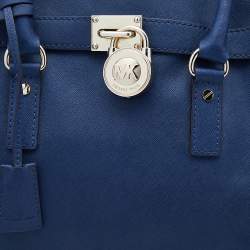 Pre Owned MICHAEL Michael Kors Blue Saffiano Leather Large Hamilton Tote