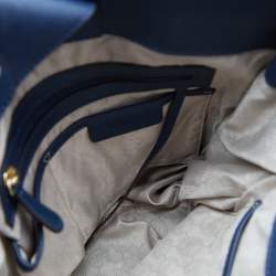 Pre Owned MICHAEL Michael Kors Blue Saffiano Leather Large Hamilton Tote