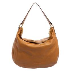 MICHAEL Michael Kors Caramel Brown Leather Logo Zip Hobo