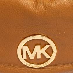 MICHAEL Michael Kors Caramel Brown Leather Logo Zip Hobo