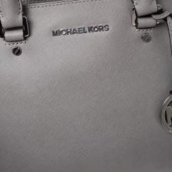 Pre Owned MICHAEL Michael Kors Grey Saffiano Leather Double Zip Tote