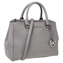 Pre Owned MICHAEL Michael Kors Grey Saffiano Leather Double Zip Tote