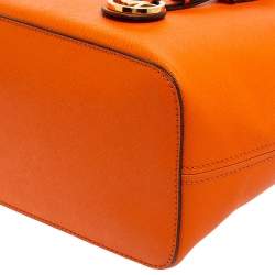 Pre Owned MICHAEL Michael Kors Orange Saffiano Leather Jet Set Travel Tote
