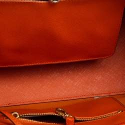 Pre Owned MICHAEL Michael Kors Orange Saffiano Leather Jet Set Travel Tote