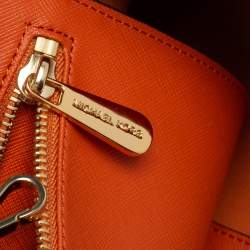 Pre Owned MICHAEL Michael Kors Orange Saffiano Leather Jet Set Travel Tote
