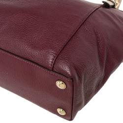 Pre Owned MICHAEL Michael Kors Burgundy/Beige Leather Jet Set Top Zip Tote