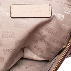 Pre Owned MICHAEL Michael Kors Burgundy/Beige Leather Jet Set Top Zip Tote