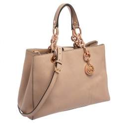 Pre Owned MICHAEL Michael Kors Dusty Pink Saffiano Leather Medium Cynthia Tote