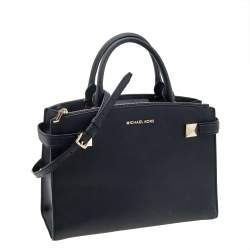 Pre Owned MICHAEL Michael Kors Black Leather Medium Karla East West Tote