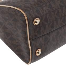 Pre Owned حقيبة ساتشل مايكل مايكل كورس غرايسون جلد وكانفاس مقوى بالشعار بيج/ بني 