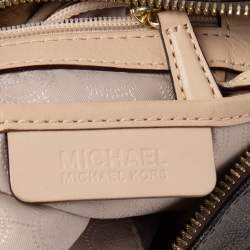 Pre Owned حقيبة ساتشل مايكل مايكل كورس غرايسون جلد وكانفاس مقوى بالشعار بيج/ بني 