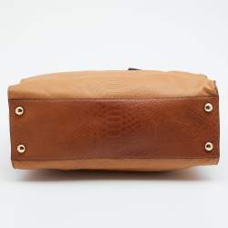 Pre Owned حقيبة يد مايكل مايكل كورس هاميلتون نورث ساوث جلد نقش ثعبان كراميل كبيرة