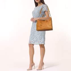 Pre Owned MICHAEL Michael Kors Tan Python Embossed Leather Large Hamilton North South Tote